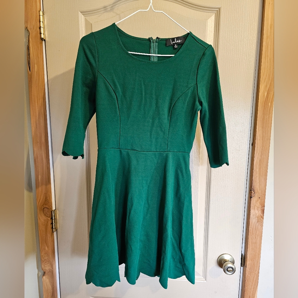 Lulus Beautiful Green Long Sleeve Scoop Neck Dress Size Small